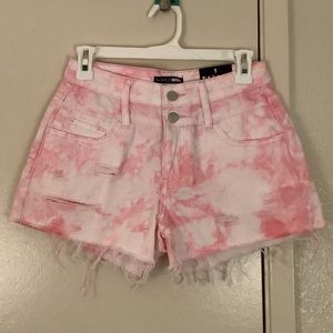 New Fashion Nova Pink Acid Wash Cut-Off Shorts